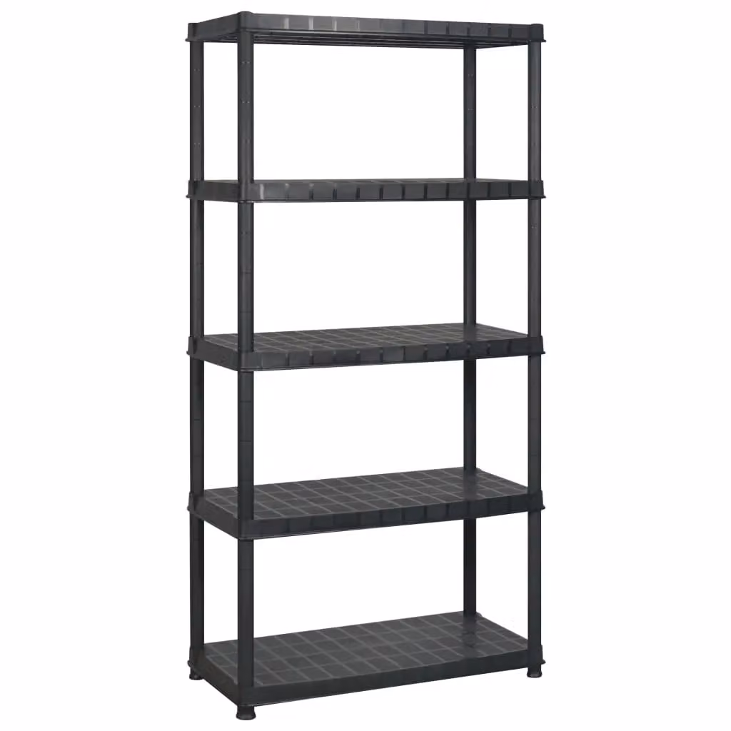 Berkfield 5-Tier Plastic Home Storage Shelf, Black, W/D/H: 45.7 x 45.7 x 185 cm – 2