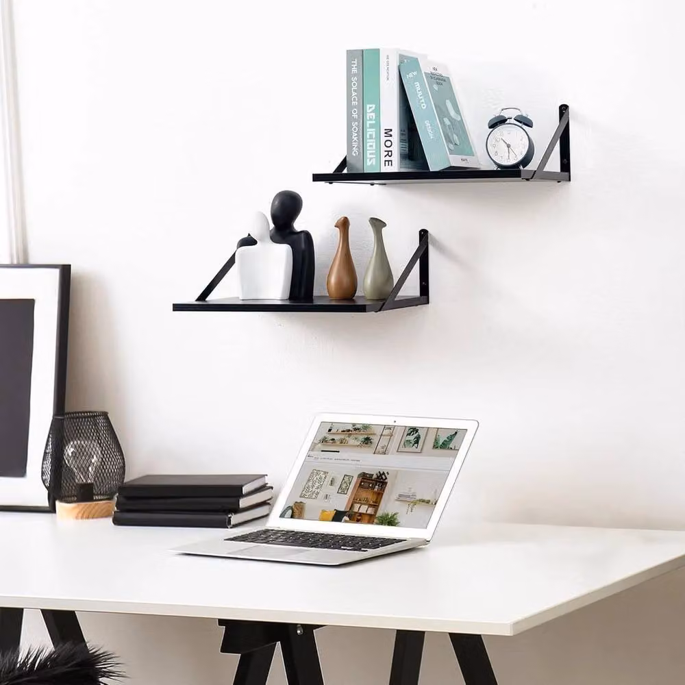 EONLION Black Matt Floating Wall Shelves, W: 50.0 cm, D: 30.5 cm, H: 4.1 cm – 2