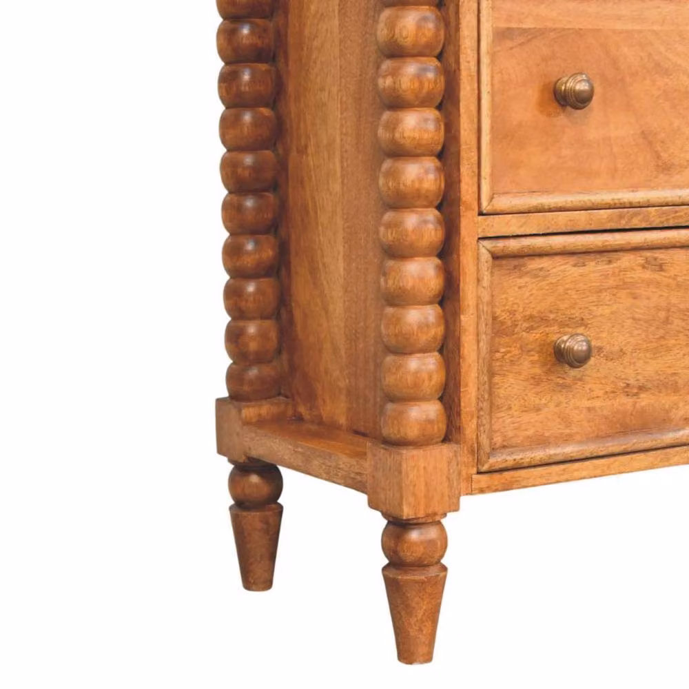 STILVORA Classic Oak Chest of Drawers with 3 Drawers and Spindle Legs in Brown – 3