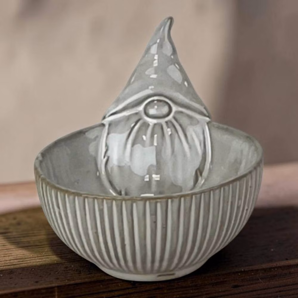 Four Candle White Glazed Ceramic Round Gonk Bowl – 2