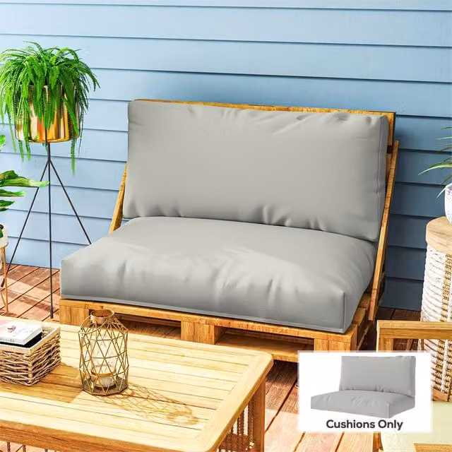 EONLION Grey 2 Seater Rectangular Pallet Furniture Foam Cushions W/D/H: 120 x 100 x 45 cm