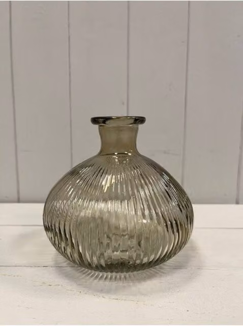 KDMD Smokey Brown Striped Glass Decorative Bottle