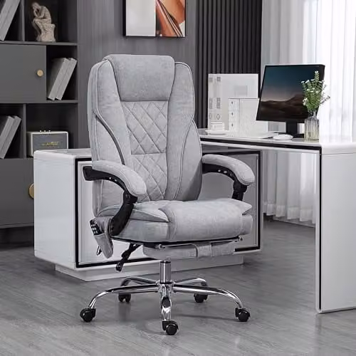 Vinsetto Ergonomic Massage Office Chair in Grey Fabric with Heat and Footrest, W/D/H: 72 x 72 x 135 cm – 2