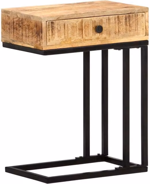 Berkfield Home U-Shaped Side Table in Brown Solid Mango Wood, W/D/H: 45 x 30 x 61 cm