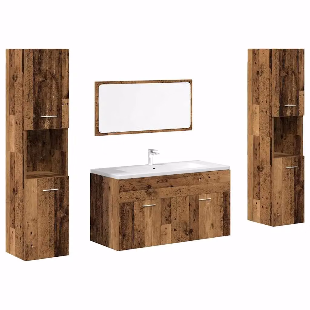 Berkfield Home 4 Piece Brown Engineered Wood Bathroom Furniture Set – 2