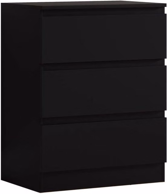 FLAVORA Matt Black 3 Drawer Chest of Drawers – 1