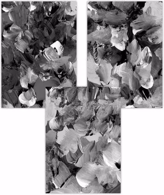 ARTZE Set of 3 Abstract Wild Garden Flower Art Posters in Black and Grey, W: 59 cm, H: 84 cm
