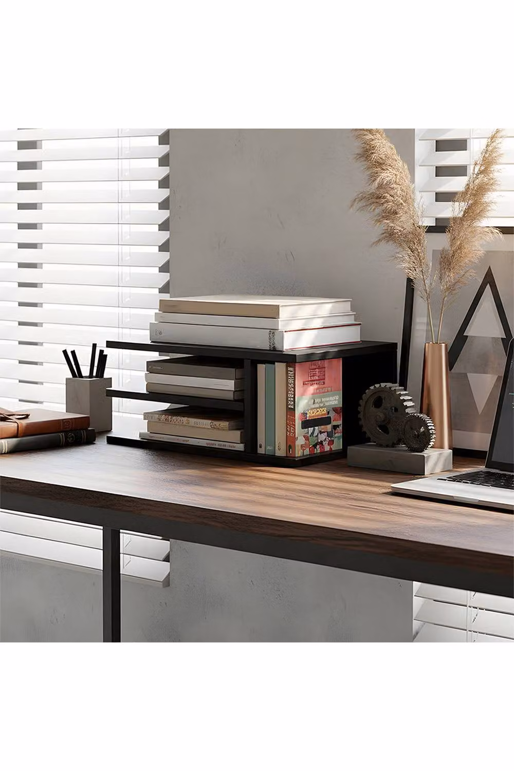 Living and Home 3-Tier Desktop Printer Stand Organiser in Black – 2