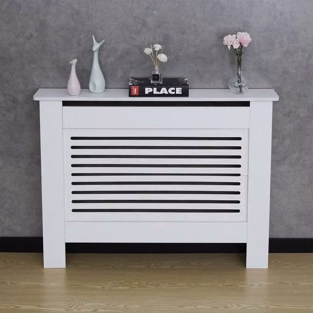 KORVIXA Horizontal Slats M Grill Shelf Cabinet in White, W/D/H: 100 x 100 x 100 cm