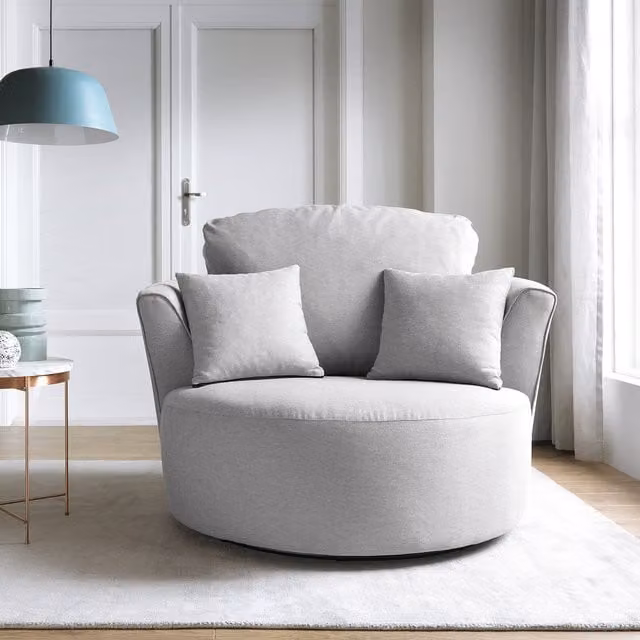 Abakus Direct Darcy Swivel Tub Chair in Grey Fabric