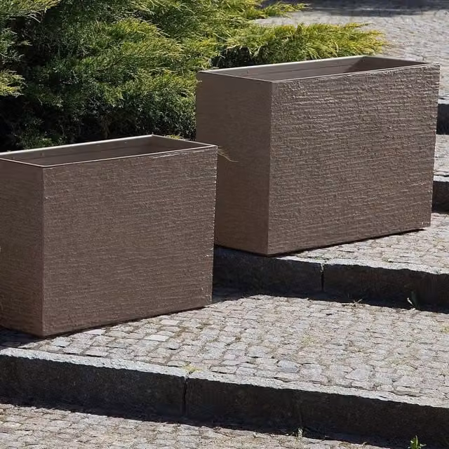 Wyld and Coco Brown Fibreglass Reinforced Rectangular Planter Tub W: 80 cm, D: 56 cm, H: 56 cm – 1
