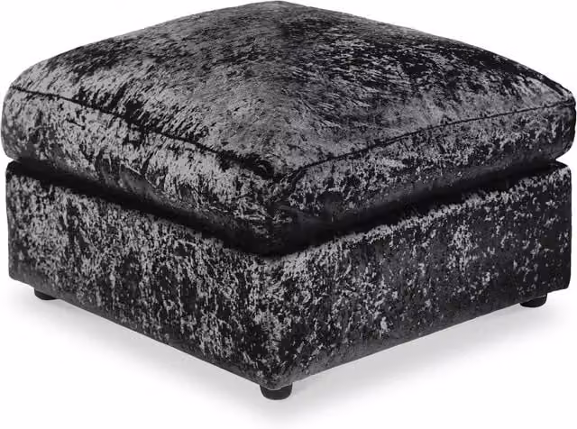 Snugg Furniture UK Limited Aurora Crushed Velvet Footstool in Black and Silver, W/D/H: 60 x 40 x 60 cm – 1