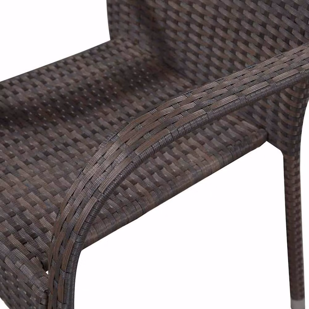 Berkfield Home Stackable Outdoor Chairs, 2 Piece Set in Brown Poly Rattan with Powder Coated Steel Frame, W/D/H: 53.5 x 55.5 x 95 cm – 5