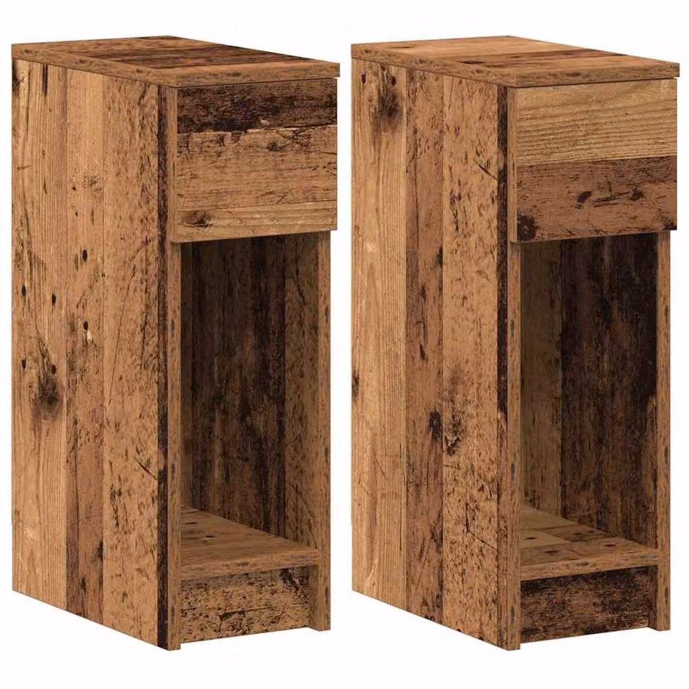 Berkfield Home Durable Bedside Cabinets with Drawer, 2 Pack, Brown Old Wood, W/D/H: 20 x 36 x 60 cm – 2