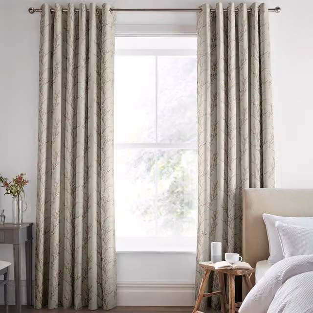 Laura Ashley Pussy Willow Embroidered Made to Measure Blackout Curtain in Pink and Beige