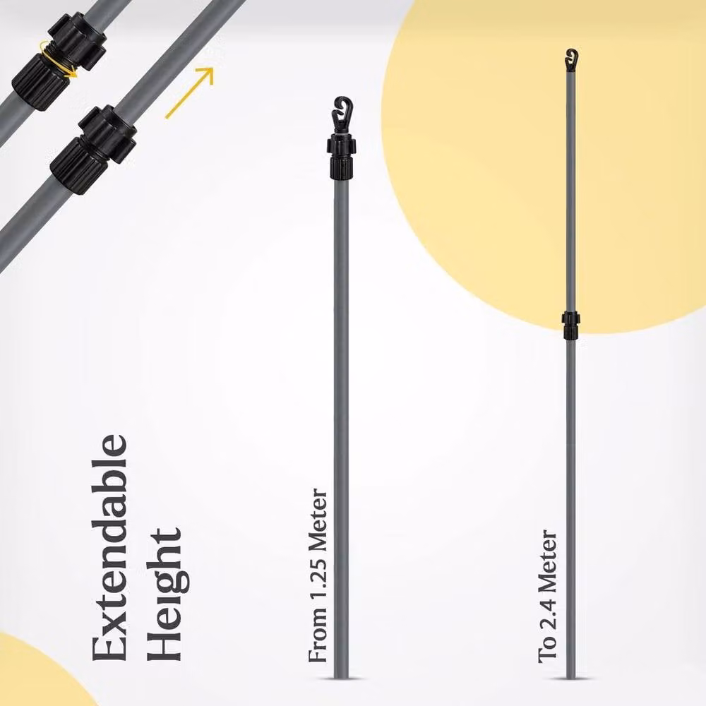 PAWNORA Heavy Duty Extendable Outdoor Clothes Drying Pole, Set of 5, Black, Height: 240 cm, Width: 100 cm – 2
