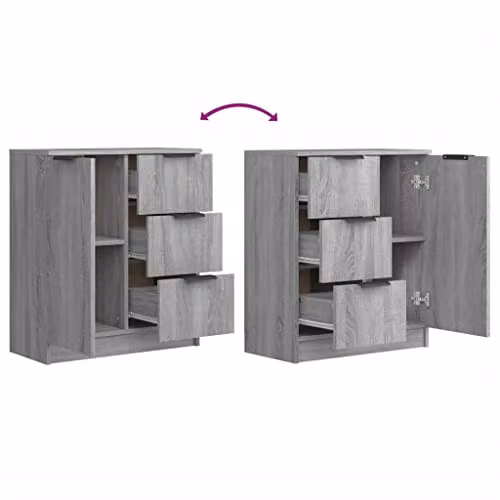 vidaXL Modern Matt Grey Sonoma Engineered Wood Sideboard – 2
