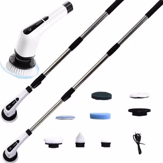 EONLION 9 in 1 Electric Spin Scrubber Handheld, White, Length: 100 cm