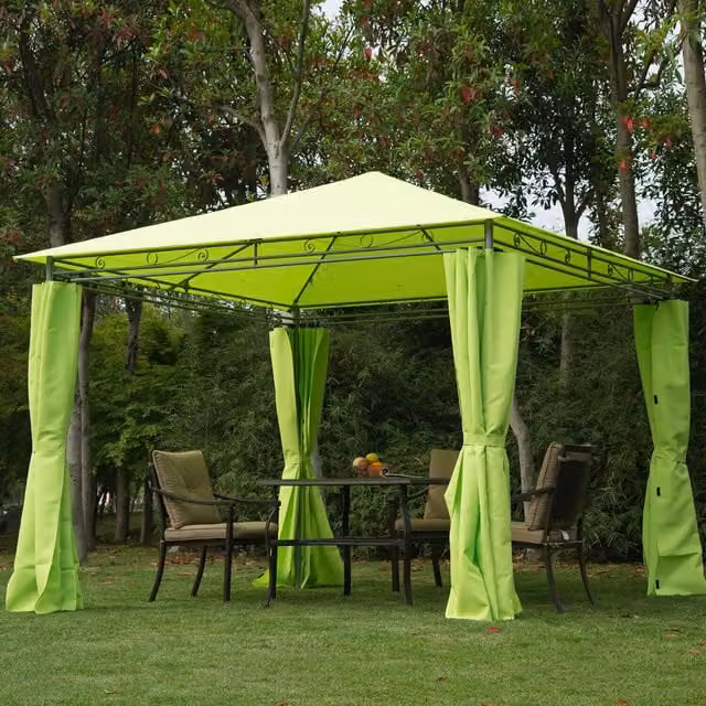 Outsunny Metal Garden Party Tent Canopy Shelter, Green, W 300 cm x D 300 cm