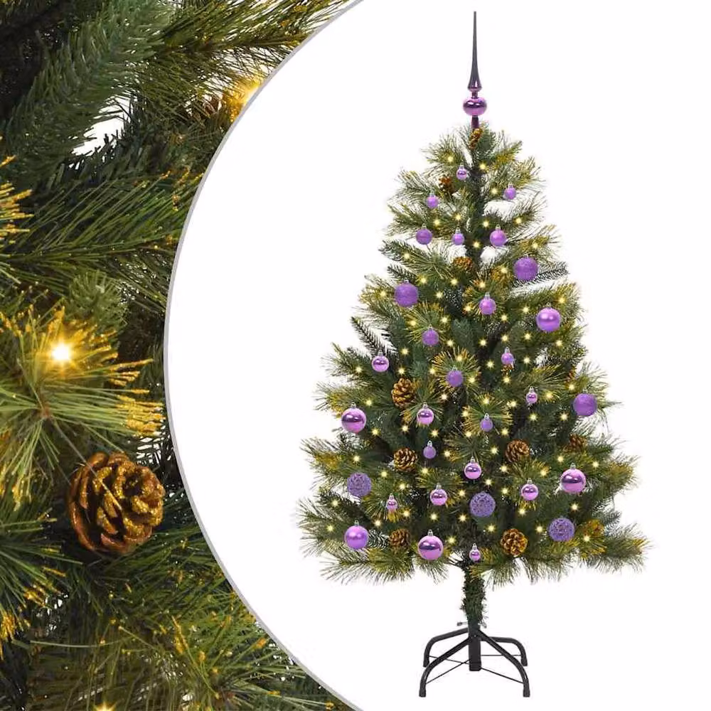 Berkfield Home Artificial Hinged Christmas Tree with Cones, Green, Height: 150 cm – 2