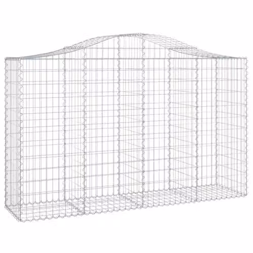 vidaXL Arched Gabion Baskets, 5 Piece Set, Silver Galvanised Steel, W: 200 cm, D: 50 cm, H: 120/140 cm