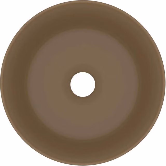 Berkfield Home Round Ceramic Luxury Wash Basin in Taupe, W: 40 cm, D: 15 cm – 1