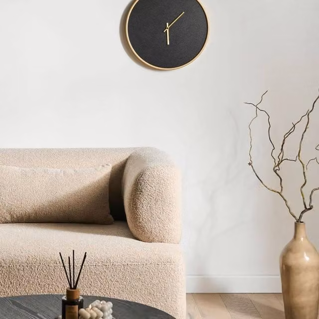 Wyld and Coco Minimalist Round Analog Wall Clock in Black and Gold – 1