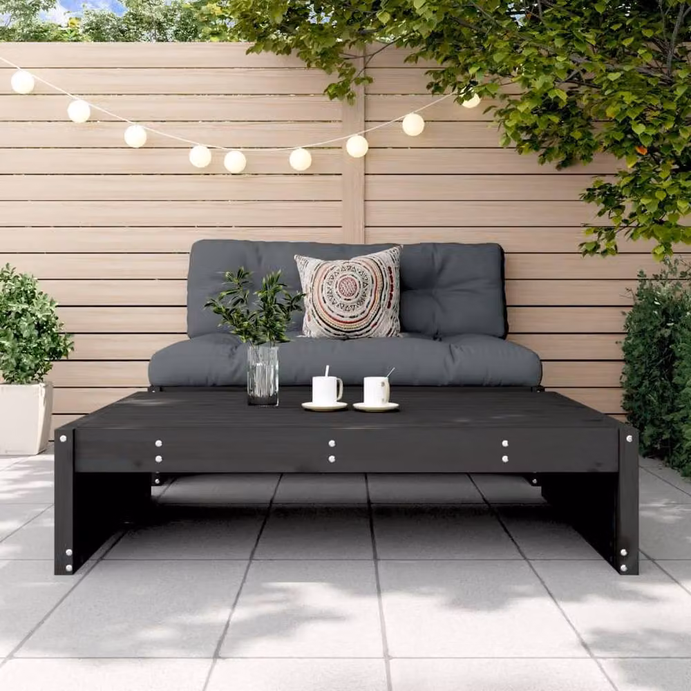 Berkfield Home Rustic Garden Footstool in Black Solid Pine, W: 120 cm, D: 80 cm, H: 30 cm – 2