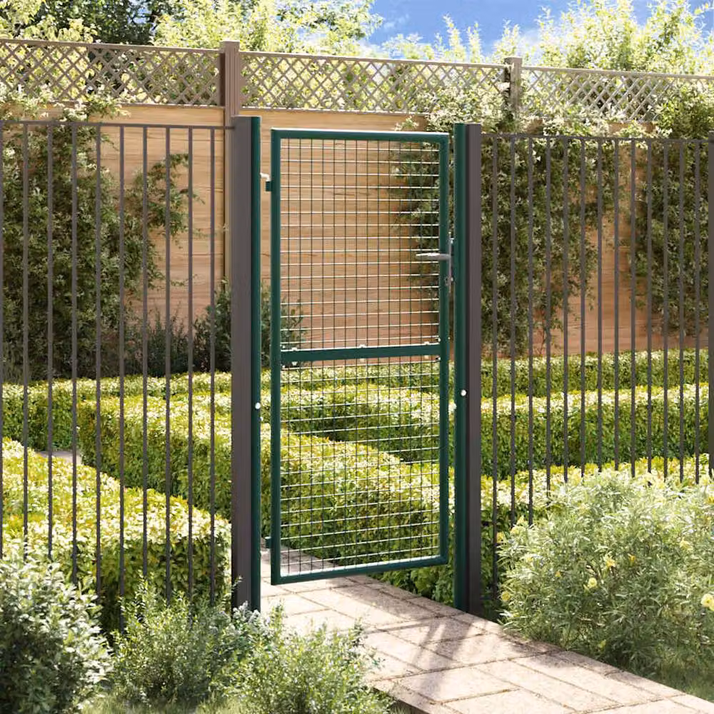 Berkfield Home Green Steel Swing Fence Gate W: 100 cm, H: 175 cm – 2