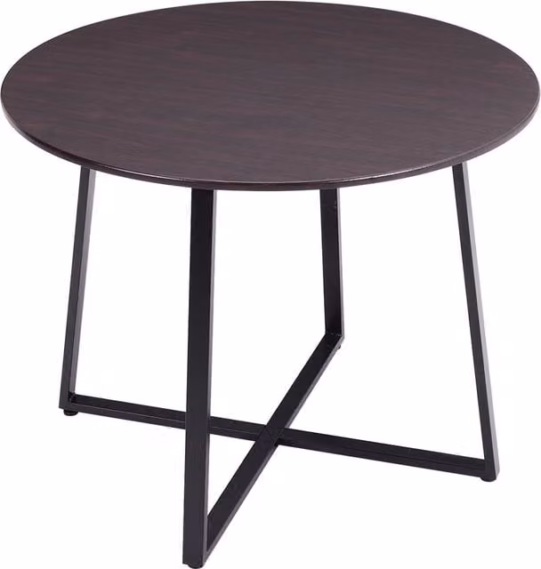 Livingandhome Mid-Century Round Wood and Metal Dining Table in Brown