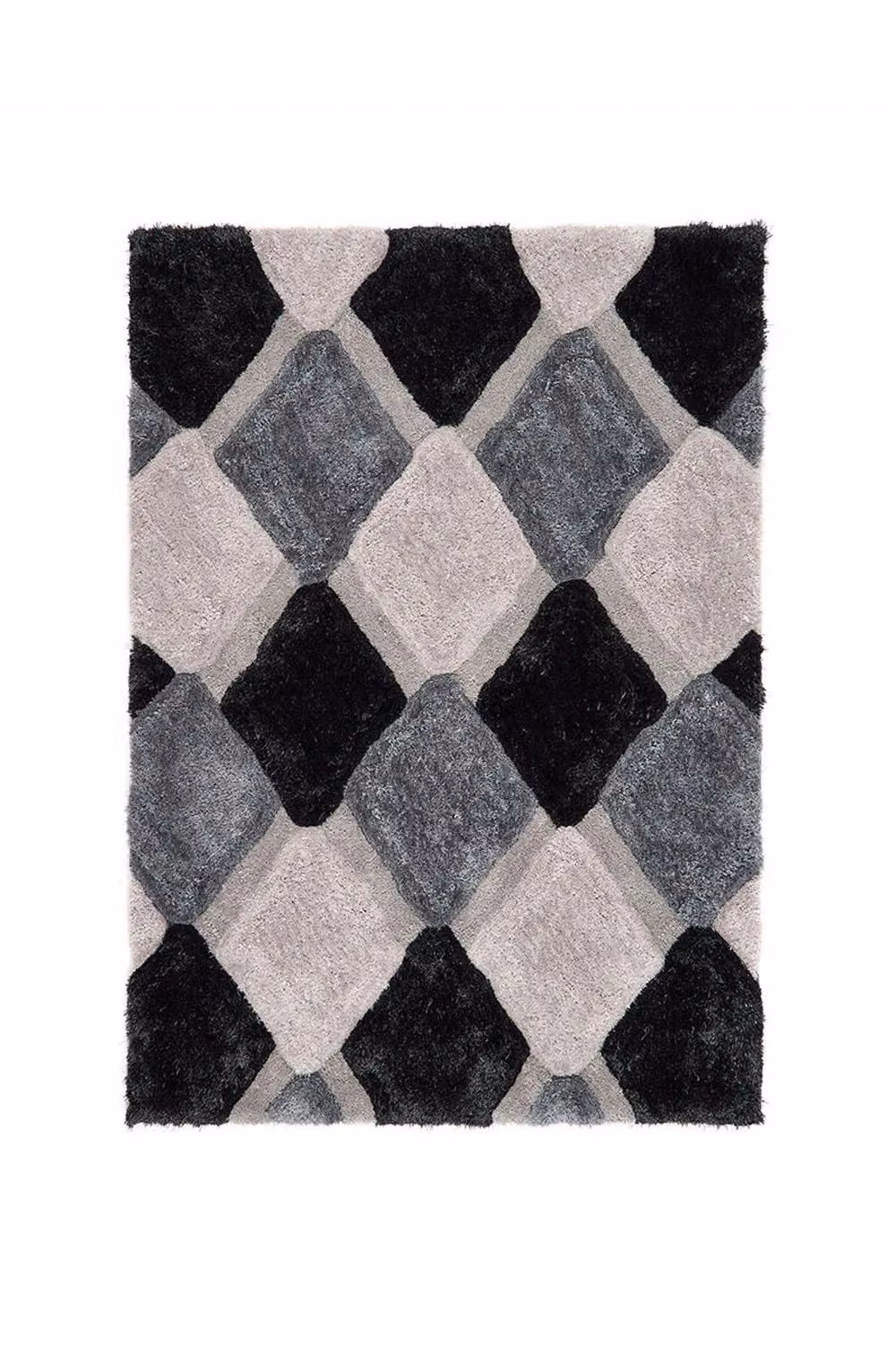Phoenox Textiles Limited Origin 3D GEO Shaggy Grey Geometric Rug, W: 60 cm, D: 110 cm – 2