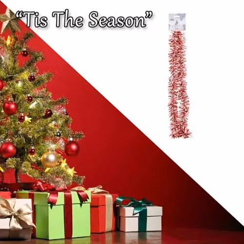 VFM e-Store Candy Striped Christmas Decoration Tinsel in Red and White, W/D/H: 57.2 x 25.0 x 13.4 cm – 7