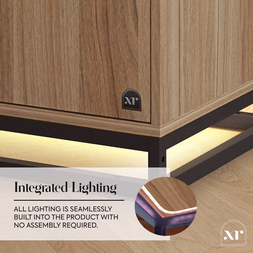 X Rocker Denver 2 Door Wardrobe with Integrated LED Lighting in Light Oak, H 180 cm x W 80 cm – 2