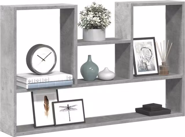 Berkfield Home Wall Mounted Shelf in Concrete Grey, W/D/H: 99 x 15 x 60 cm – 1