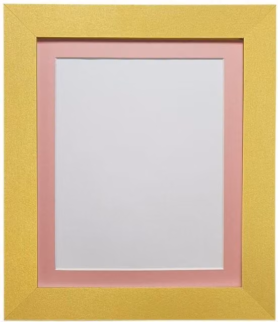 Frames & Mirrors 4U Metro Gold Metal Picture Frame with Pink Mount for 8 x 6 Inch Images – 1
