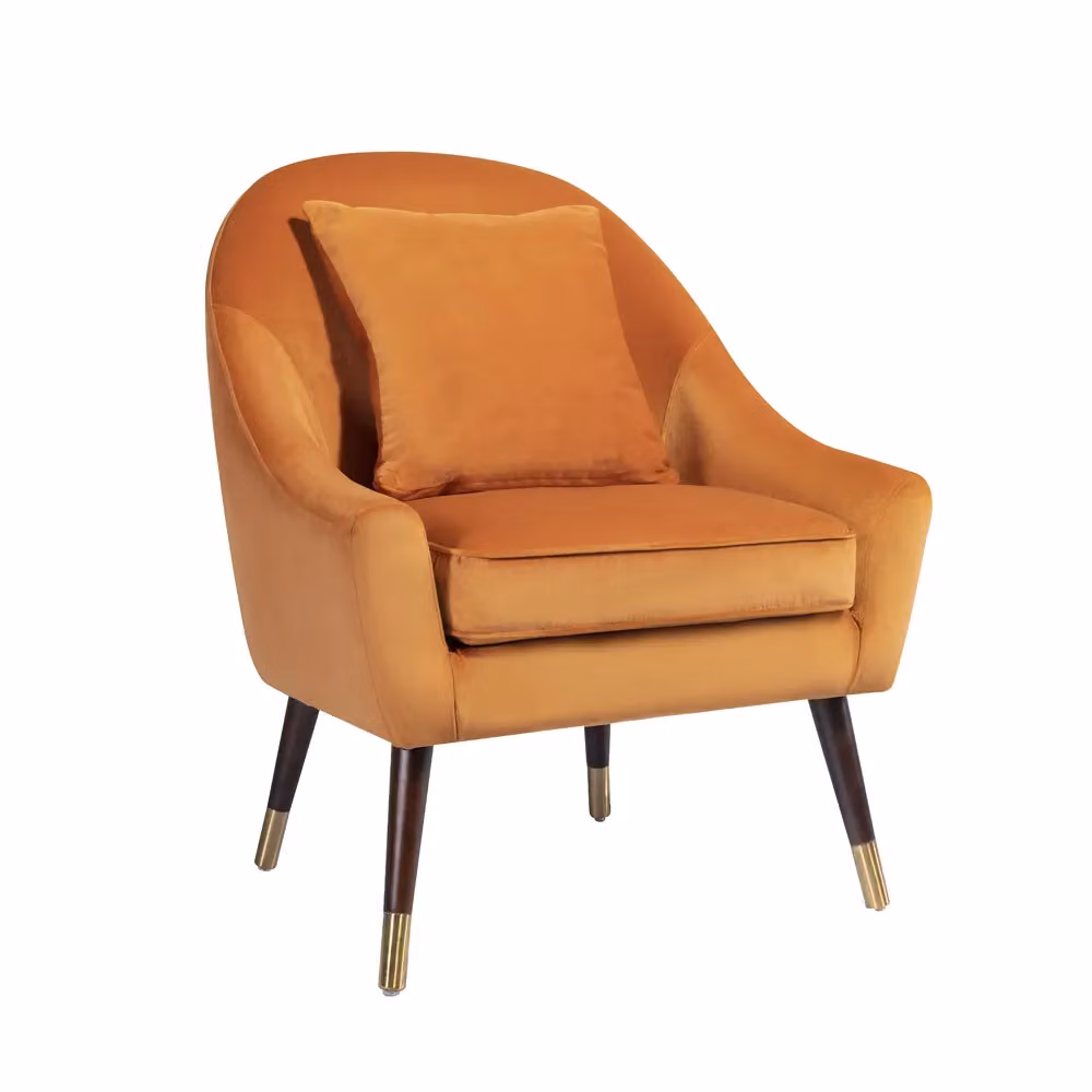 Artemis Home Octavia Orange Velvet Tub Accent Chair with Armrests – 2