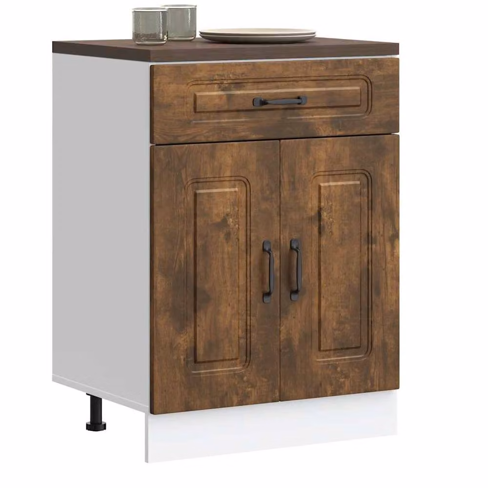 Berkfield Home Kalmar Kitchen Base Cabinet in Smoked Oak Brown, W/D/H: 60.0 x 46.0 x 81.5 cm – 2