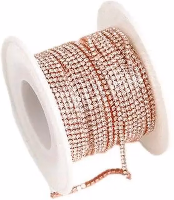 Syntego 1 Metre Luxury Grade A Diamante Chain Trim in Rose Gold