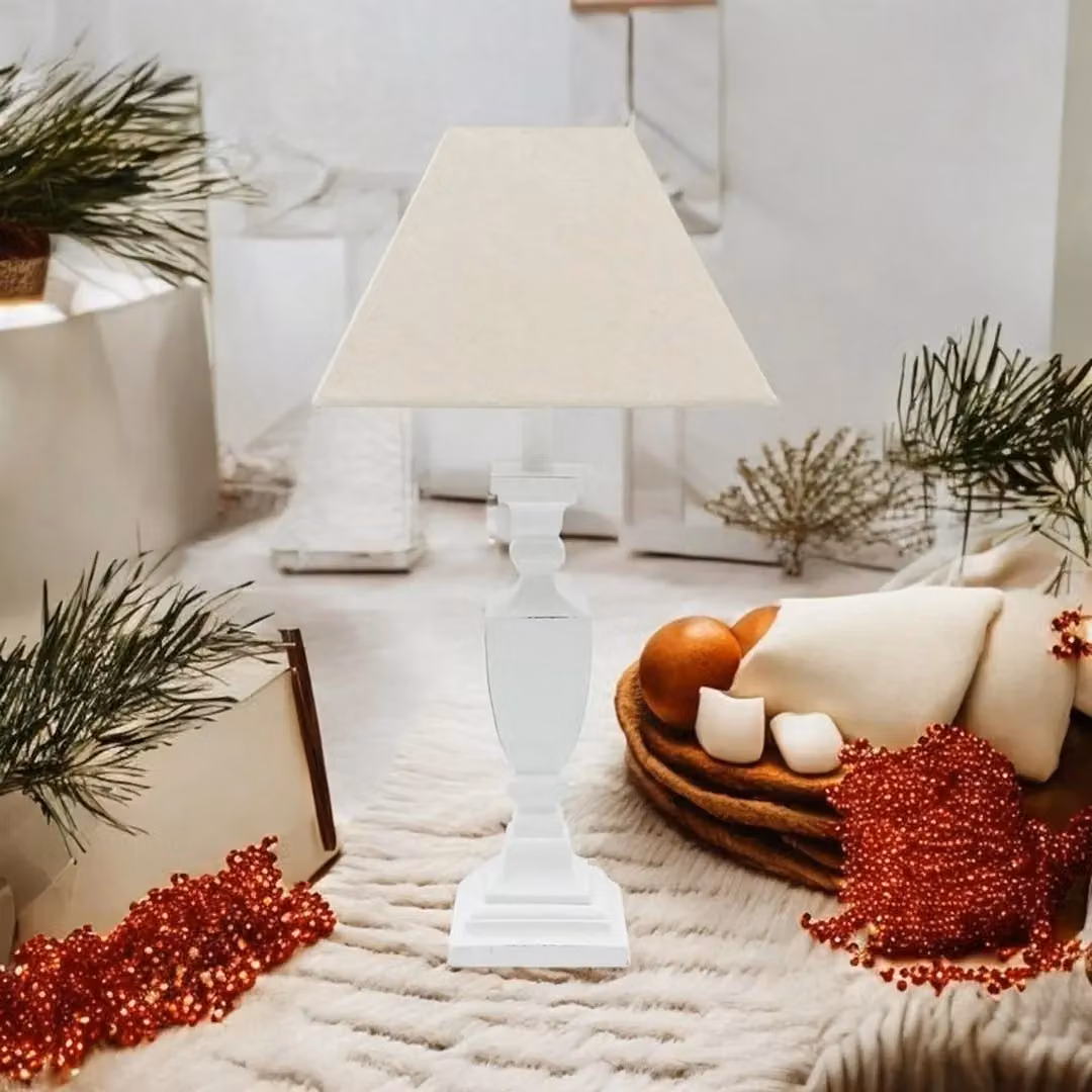 Minster Table Lamp and Shade in White, W/D/H: 20 x 20 x 43 cm – 2