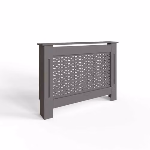 FWStyle Grey Geometric Medium Radiator Cover Shelf Cabinet, H 82.3 x W 112 x D 19 cm