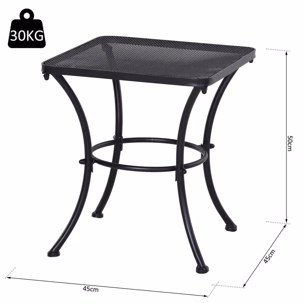 OUTSUNNY Black Metal Square Outdoor Patio Bistro Table, W/D/H: 45 x 45 x 45 cm – 3