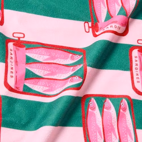 OHS Striped Microfibre Beach Towel for Adults, Quick-Drying and Absorbent, Pink/Green, W: 75 cm x L: 215 cm – 4