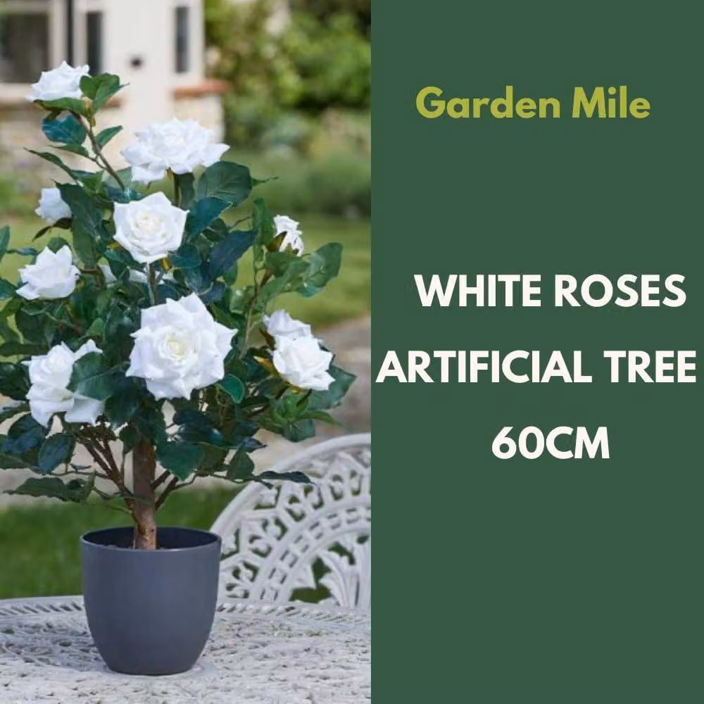 Marco Paul White Artificial Rose Plant, Height: 60 cm – 4