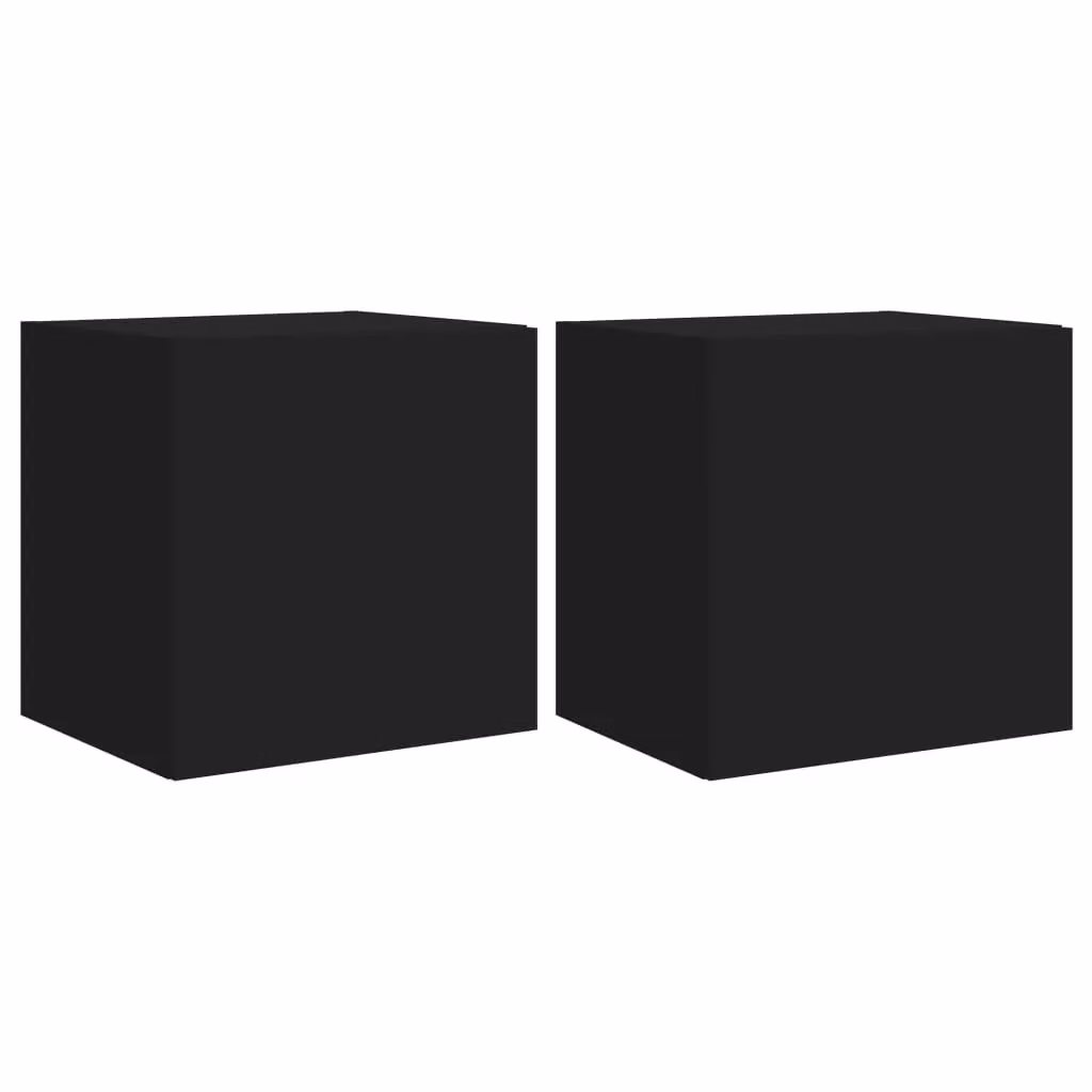 Berkfield Home Modern Wall Mounted TV Cabinets with Integrated LED Lights, Black, 2 Pack, W/D/H: 40.5 x 35 x 40.5 cm – 2