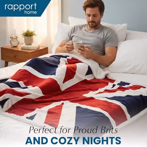 Rapport Home Reversible Geometric Fleece Throw in Red, White and Blue, W/D/H: 160 x 130 x 10 cm – 7