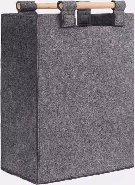 OHS Grey Felt Storage Basket Bag with Handles