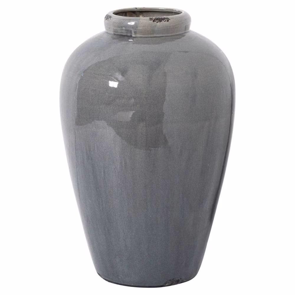 Wyld Haus Bloomwood Tall Grey Glazed Ceramic Vase with Crackle Effect – 2