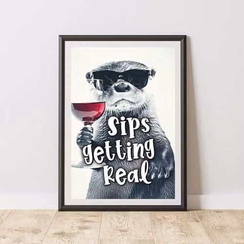 60 Second Makeover Funny Otter Sips Getting Real Paper Poster, Black and White, A3