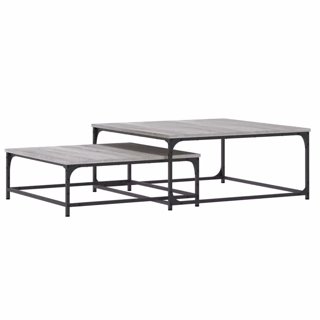 Berkfield Home Nesting Coffee Tables, 2 Piece Set in Grey Sonoma Engineered Wood – 2