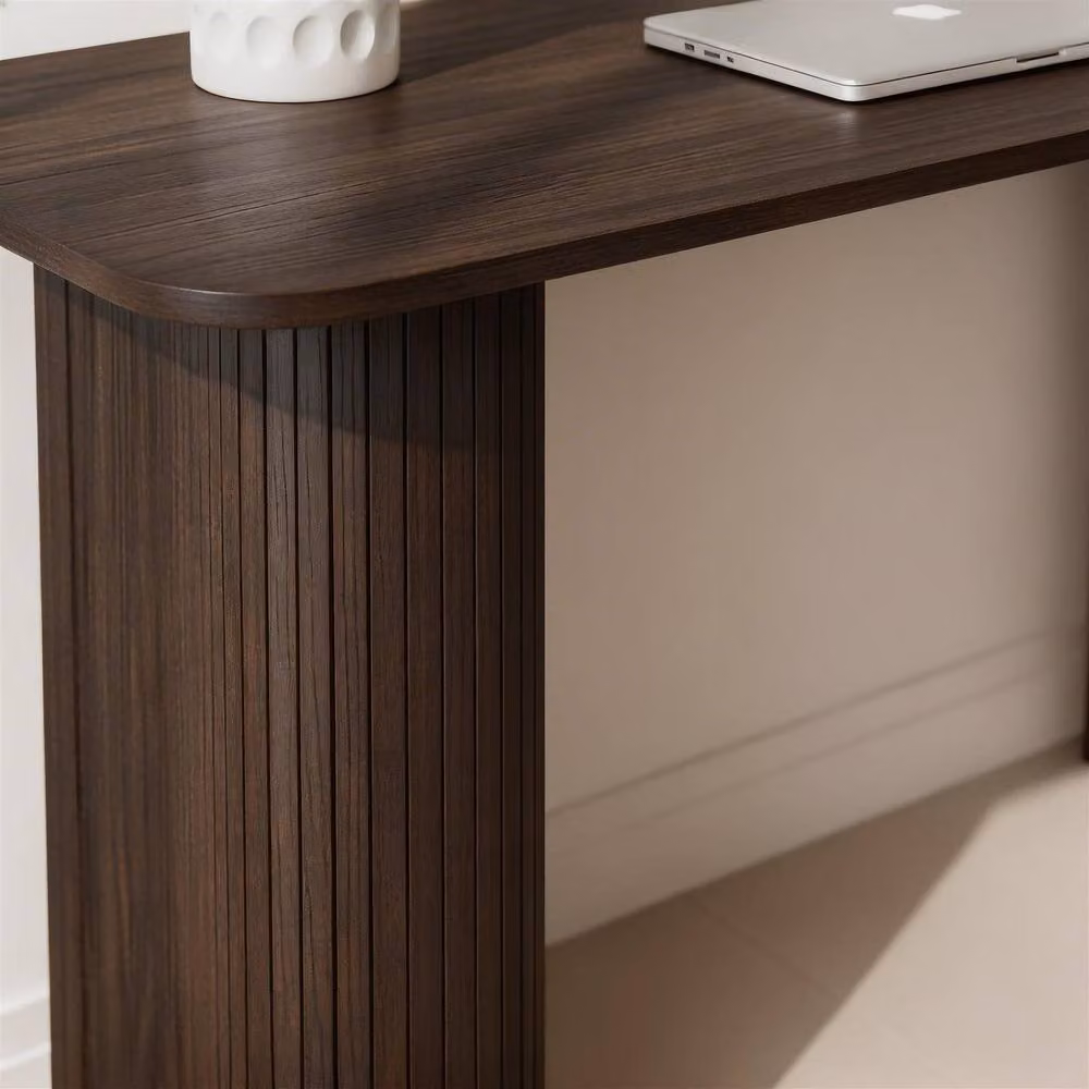 Home Source Monroe Compact Wooden Computer Desk in Brown, W: 119.0 cm, D: 50.0 cm, H: 73.5 cm – 4